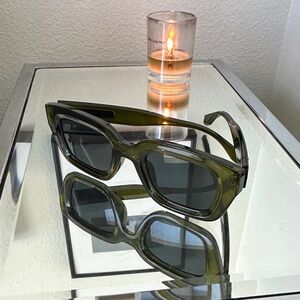 Olive Green Oversized Rectangle Sunglasses